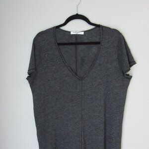 Project Social T Dark Gray Large Pullover Short Sleeve Raw Edge Top